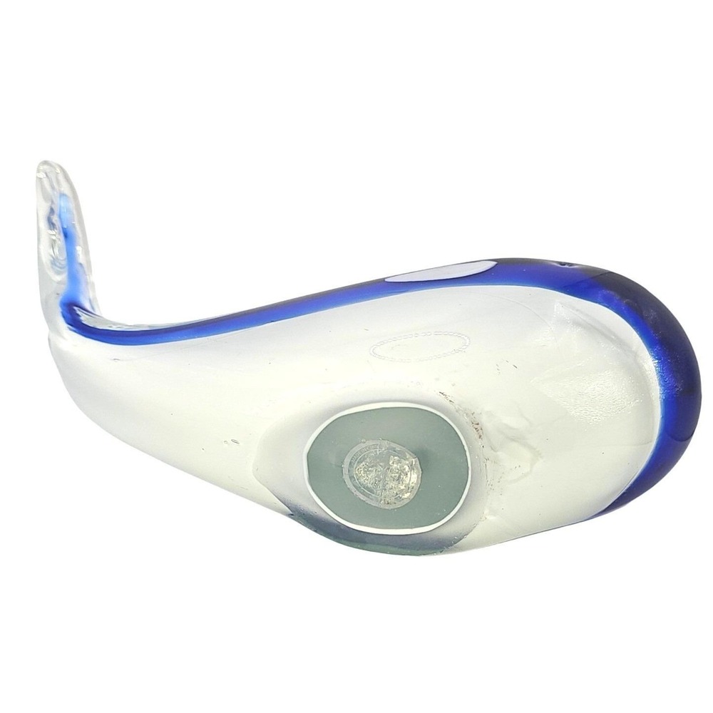 Large Blue Art Glass Whale Figurine Coastal Beach House Ocean Decor 9" Length - Picture 7 of 10
